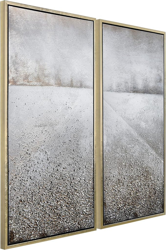 Empire Art Direct Abstract Wall Art Textured Hand Painted Canvas by Martin Edwards, Diptych, 48" x 24" each, Pebble Road