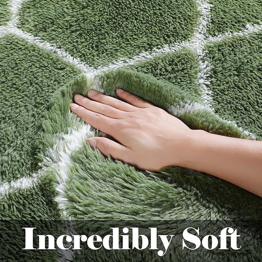 ONASAR 6x9 Area Rugs for Living Room Bedroom, Large Fluffy Olive Green and White Throw Rug, Geometric Soft Plush Shaggy Fuzzy Floor Carpet for Nursery Kids Girls Boys Teen Dorm Home Office Decor