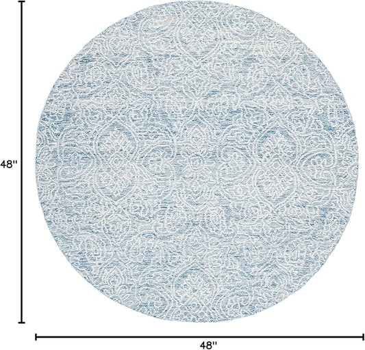 SAFAVIEH Metro Collection Area Rug - 4' Round, Blue & Ivory, Handmade Wool, Ideal for Living Room, Bedroom, Dining Space (MET998M)