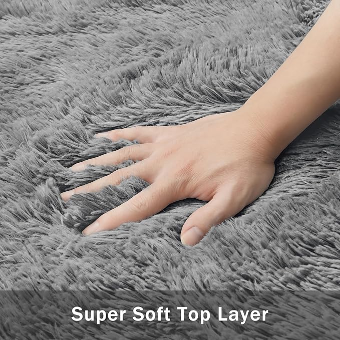 5x8 Area Rug for Living Room:Ultra Soft Fluffy Shag Light Grey Rugs,Large Fuzzy Plush Indoor Non Slip Carpet Washable Rug for Bedroom Kids Nursery Office Dorm Modern Decor(Light Grey 5'x8')