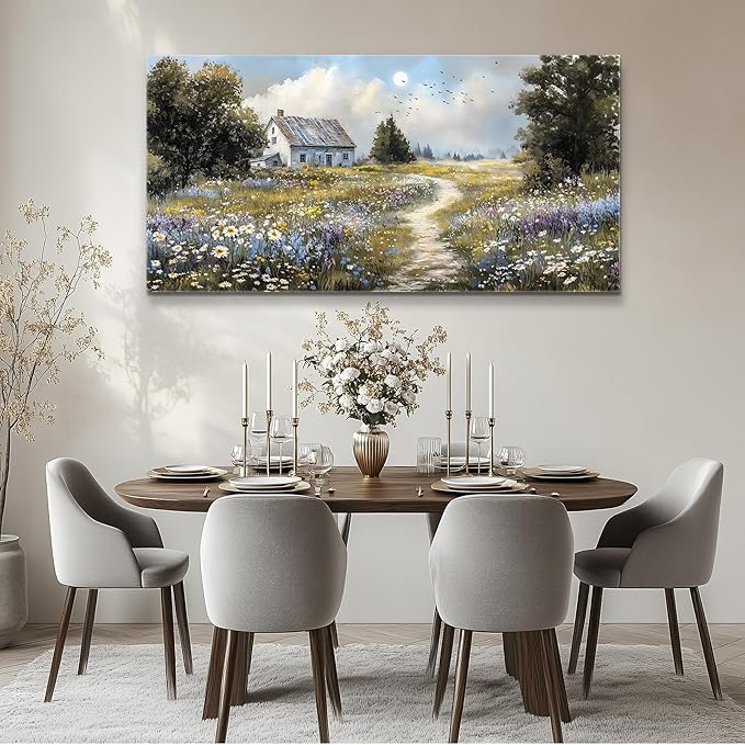 FUHAIHUA Canvas Wall Art For Living Room Wall Decor For Bedroom Office Wall Decoration Countryside Landscape Painting Farmhouse Pictures Artwork Room Aesthetic Home Decor 20x40 In