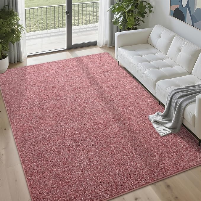 4x6 Area Rugs for Bedroom Living Room, Dark Red Soft Low-Pile Modern Indoor Thickened Memory Foam Non-Slip Washable Carpets for Kids Dorm Home Decor Rug