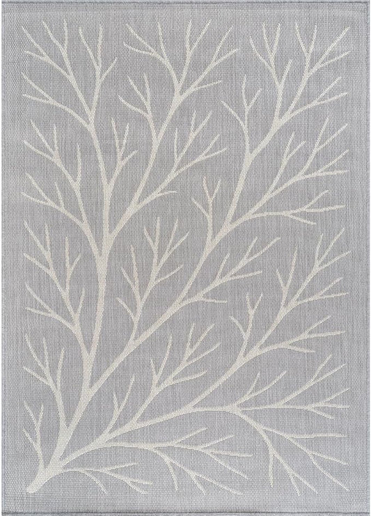 Washable Indoor Outdoor Rug 9x12 Modern Area Rugs Branch Pattern Non Shedding Waterproof Easy Clean Patio Deck Porch Living Room Bedroom Garden RV (9 X 12 Gray)
