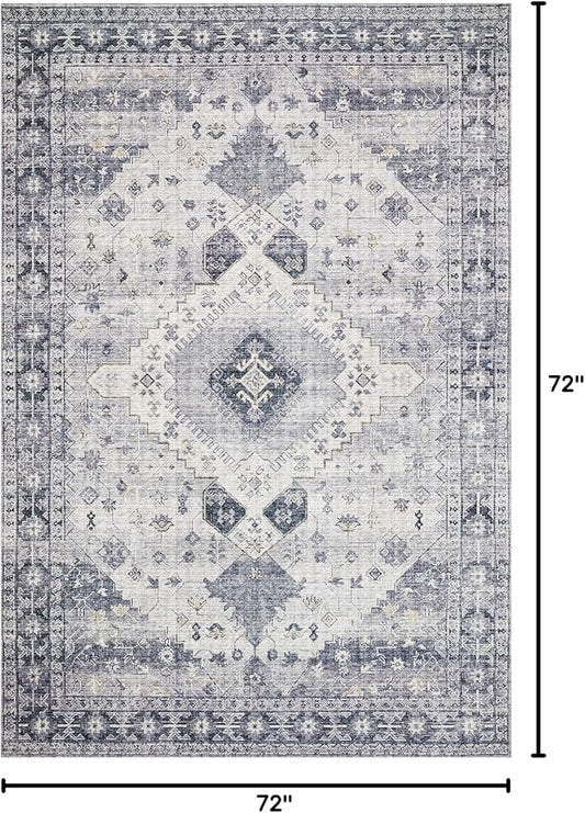 Loloi Skye Collection SKY-02 Silver/Grey 6'-0" x 6'-0" Round Area Rug