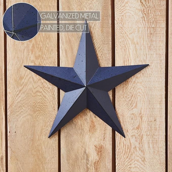 VHC Brands Patriotic Faceted Metal Star Wall Hanging 12x12, Independence Day Decor, American Star Design, Distressed Appearance Metal Wall Art