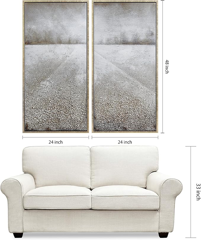Empire Art Direct Abstract Wall Art Textured Hand Painted Canvas by Martin Edwards, Diptych, 48" x 24" each, Pebble Road