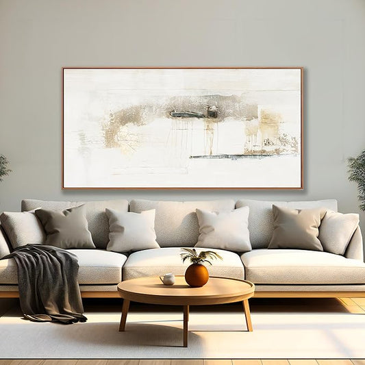Framed Abstract Canvas Wall Art - Modern Decor, Maximalist & Minimalist Multicolor Graffiti Artwork for Living Room, Bedroom, Kitchen & Office - Ready to Hang - 24x48 Inch