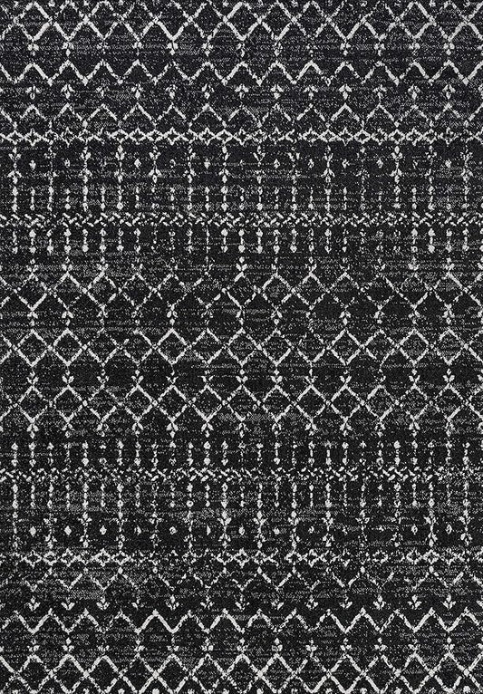 JONATHAN Y Boho Vintage Diamond Black/Ivory Indoor Area Rug 5X8 ft, Moroccan Hype for Living Room, Bedroom, Kitchen, Office, Easy-Cleaning, High Traffic, Pet-Friendly, Non-Shedding (MOH101D-5)