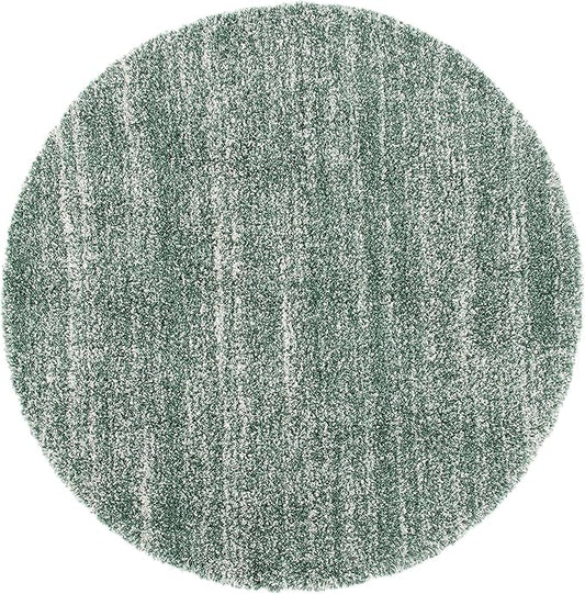 SAFAVIEH Hudson Shag Collection 7' Round Green/Ivory SGH295E Modern Abstract Non-Shedding 2-inch Thick Entryway Foyer Living Room Bedroom Kitchen Area Rug