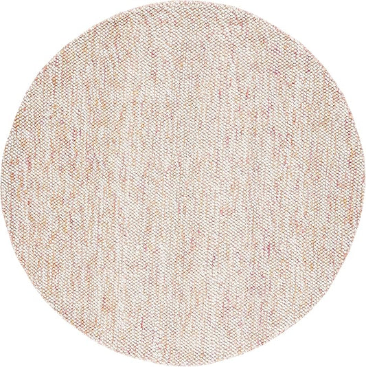 SAFAVIEH Natura Collection 6' Round Red/Ivory NAT182Q Handmade Wool Entryway Foyer Living Room Bedroom Area Rug