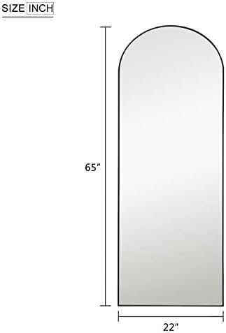 NeuType Arched Full Length Mirror Floor Mirror Wood Frame Modern & Contemporary Full Length Mirror, Wall-Mounted Mirror, Standing Hanging Leaning Against Wall, 65"x22", Black