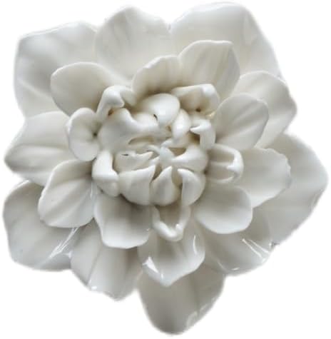 AMERRY Ceramic Flower Wall Art, Artificial 3D Flower Wall Art，Handmade 3D Wall Art Hanging Sculpture， Porcelain Flower Wall Décor for Home Office Decor (White,Common peony,3.15")