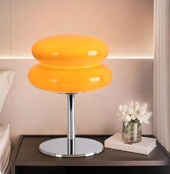 WELIASA Mushroom Lamp Table Lamp for Night Stands,Mid Century Modern Desk Lamps for Bedroom, Vintage Dimmable Bedside Small Cute Lamps, Cool Aesthetic House Warming Gifts New Home Decor (Orange)