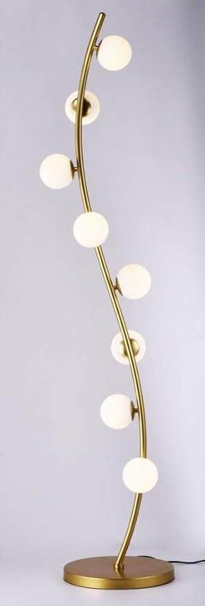 ET2 Lighting Rover Floor Lamp | Metallic Gold Finish | Matte White Glass Shade | Modern Standing Floor Lamp for Living Rooms and Reading Nooks | Plug in Power Cord | E24769-11MG