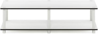 Furinno JUST TV Stand, 2-Tier Wide Entertainment Center with Open Shelf, No Tools TV Console for TV up to 46 Inch with Tubes, for Living Room, Bedroom, White