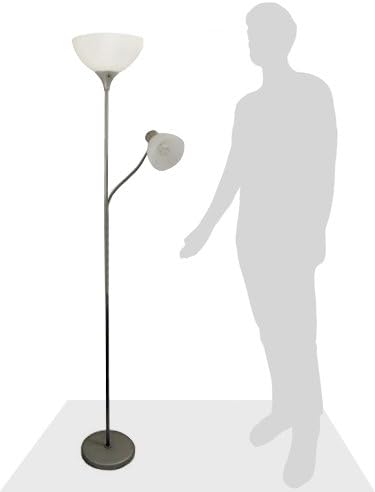 Simple Designs LF2000-SLV Mother-Daughter Floor Lamp with Reading Light, Silver