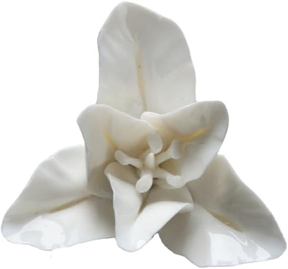 AMERRY Ceramic 3D Flower Wall Art, Handmade Porcelain Wall Decor for Home Office Decor (White, Lily, 2.36")