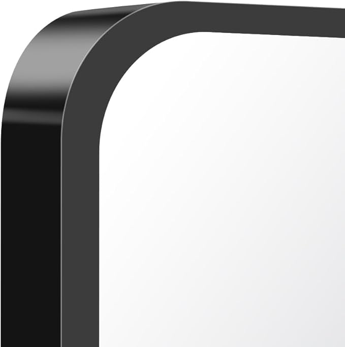 BONEWEI 20x40 inch Bathroom Mirror,Black Rectangle Mirror,Wall Mounted Bathroom Frame Vanity Mirror with Round Corner for Bedroom Living Room,Entryway Hangs Horizontal or Vertical