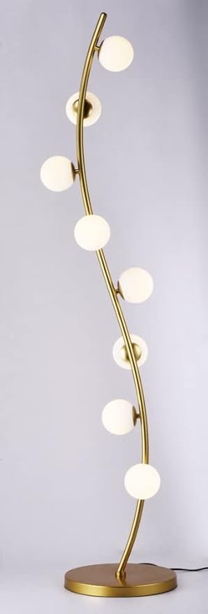 ET2 Lighting Rover Floor Lamp | Metallic Gold Finish | Matte White Glass Shade | Modern Standing Floor Lamp for Living Rooms and Reading Nooks | Plug in Power Cord | E24769-11MG