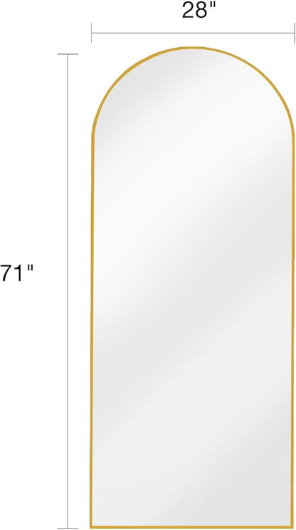ITSRG Floor Mirror, Full Length Mirror with Stand, Arched Wall Mirror, 27"x71"Mirror Full Length, Gold Floor Mirror Freestanding, Wall Mounted Mirror for Bedroom Living Room, Gold