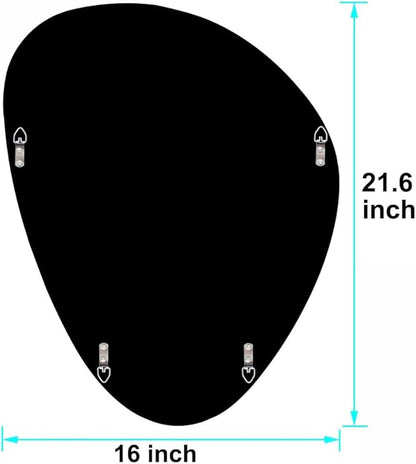 DMDFIRST Modern Irregular Shaped Wall Mirror – 21.6x16 Inch Decorative Oval Diamond Decor Mirror for Living Room, Bedroom, Bathroom, Entryway