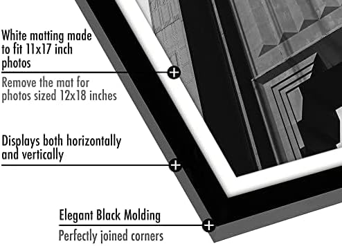 Americanflat 12x18 Poster Frame with Polished Plexiglass - Set of 5 - Use as 11x17 Frame with Mat - Galleria Collection - Picture Frames for Wall Display - Black