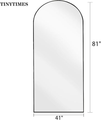 81''x41'' Oversized Full Length Mirrors, Arched Floor Mirror with Stand, Full Body Large Standing Mirror/Leaning/Hanging Wall Mounted for Living Room, Bedroom, Black