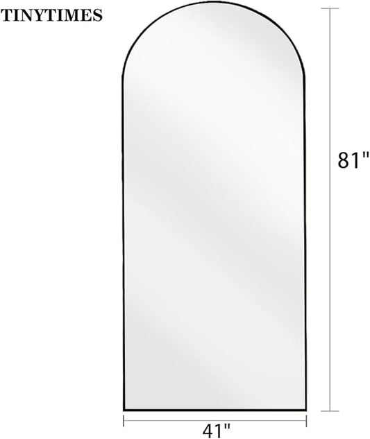 81''x41'' Oversized Full Length Mirrors, Arched Floor Mirror with Stand, Full Body Large Standing Mirror/Leaning/Hanging Wall Mounted for Living Room, Bedroom, Black