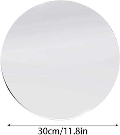 12 inch Glass Round Mirror with Adhesive Tapes, Frameless Wall Mounted Circle Mirror for Wall Door Home Bathroom Bedroom Living Room Decor