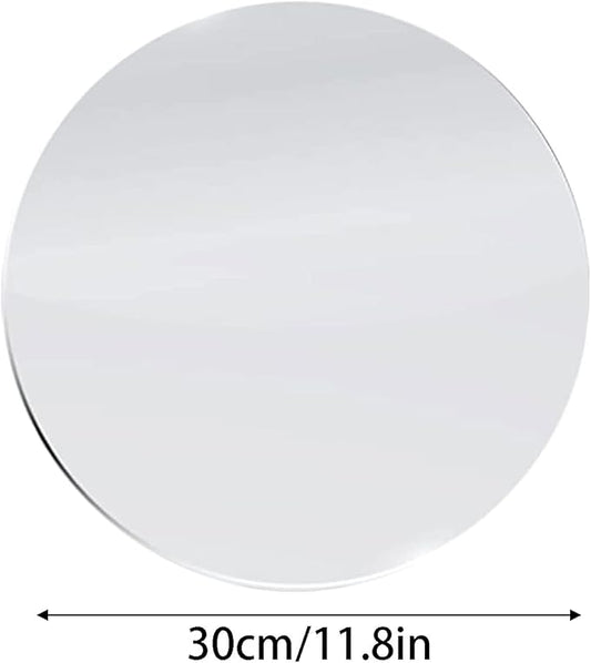 12 inch Glass Round Mirror with Adhesive Tapes, Frameless Wall Mounted Circle Mirror for Wall Door Home Bathroom Bedroom Living Room Decor