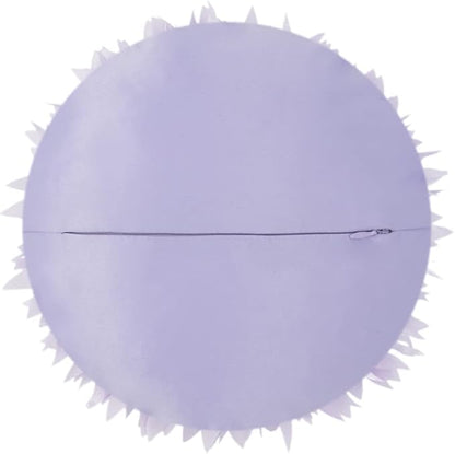 Decorative 3D Round Flower Pillow Handmade Daisy Floral Throw Pillow with Insert Cute Satin Accent Cushion for Sofa Bed Couch Living Room Brdroom Boho Home Decor 14 Inch Lavender Purple