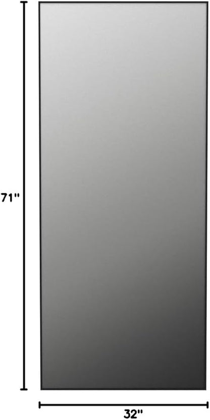 Beauty4U 71" x 32" Full Length Mirror with Stand, Large Floor Mirror for Bedroom, Wall Mounted or Leaning Full Body Mirror, HD Tempered Glass Dressing Mirror for Outfit Check & Home Decor, Black