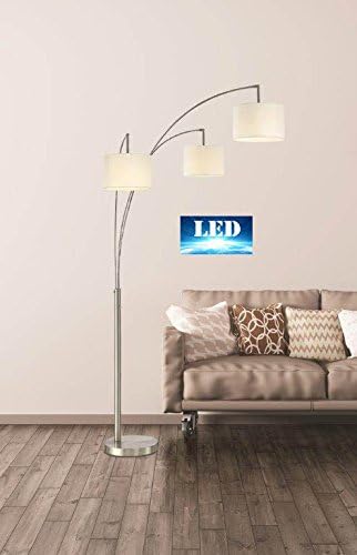 Artiva USA LED602108FSN Lumiere Modern LED 80" 3-Arched Floor Lamp with Dimmer, Brushed Steel
