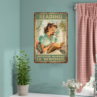 Metal Signs Reading Because Murder Is Wrong Vintage Signs Retro Aluminum Tin Sign for Toilet Washroom Garden Home Bar Cafe Decor 8x12 Inch