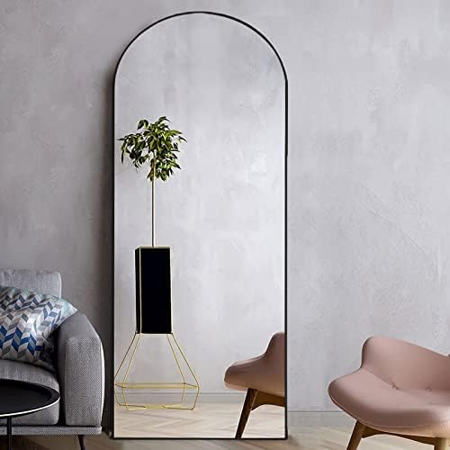 NeuType Arched Full Length Mirror Floor Mirror Wood Frame Modern & Contemporary Full Length Mirror, Wall-Mounted Mirror, Standing Hanging Leaning Against Wall, 65"x22", Black