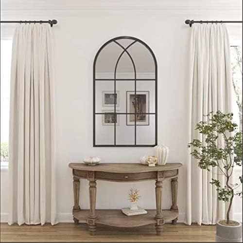 ironsmithn Arched Mirror, 41.3"x24" Windowpane Mirrors, Window Finished Metal Mirror, Black Grid Mirrors for Decor Living Room Fireplace Entryway Bedroom Hallway