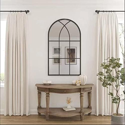 ironsmithn Arched Mirror, 41.3"x24" Windowpane Mirrors, Window Finished Metal Mirror, Black Grid Mirrors for Decor Living Room Fireplace Entryway Bedroom Hallway