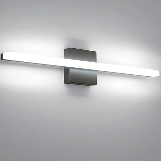 Combuh Bathroom Light Fixtures Dimmable Black Vanity Lights Bar 24 Inch 14W Bathroom Lights Over Mirror ip44 Wall Sconces Daylight White 6000K