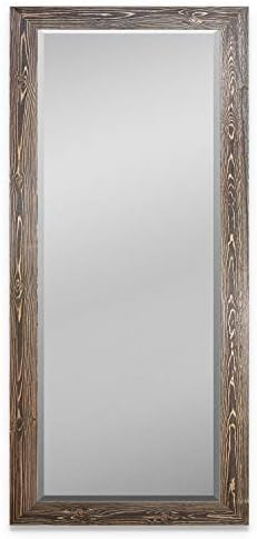 Renditions Gallery Full Body Mirror Dark Room Walnut Wooden Framed Large Standing Wall Mirror Farmhouse Boho Wall Mounted Decor for Bedroom Living Room Bathroom - 61"x25" LT07