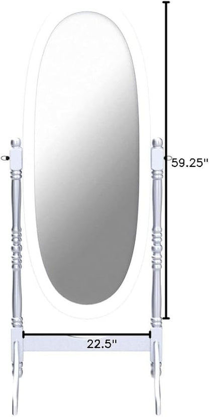 Roundhill Furniture Queen Anna Style Floor Cheval Mirror, Silver