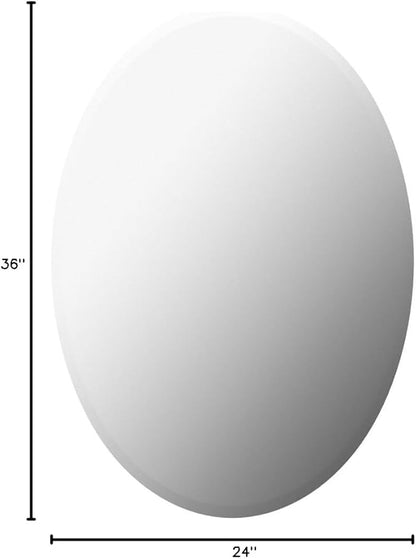 Frameless Oval Bathroom Mirror, 24x36 Inch Beveled Edge Vanity Wall Mirror for Over Sink, Modern Decorative Mirror for Bathroom, Bedroom, Entryway