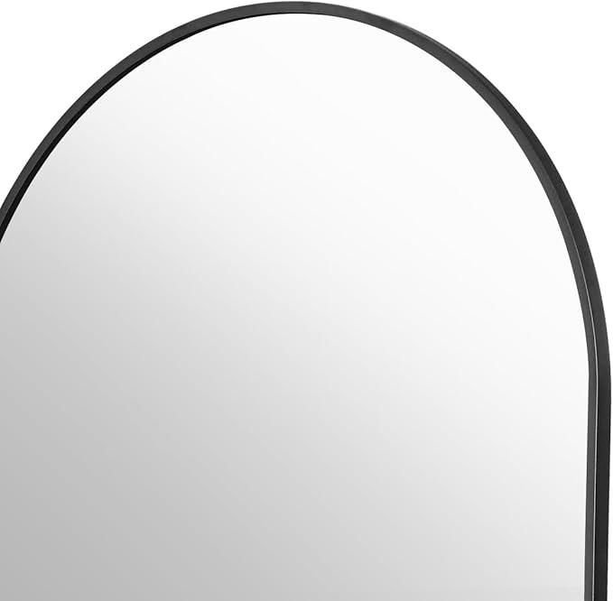 Koonmi 38"x77" Arched Full Length Mirror, Black Large Floor Mirror with Aluminum Alloy Frame, Standing Hanging or Leaning Wall-Mounted Full Body Mirror for Living Room and Bedroom