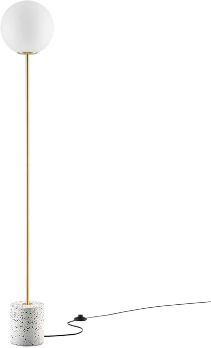 Modway Logic 1-Light Modern Glass/Terrazzo Floor Lamp in White/Brass