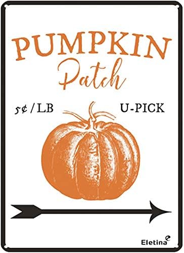 Pumpkin Patch Sign Decor Halloween Lover Gift Fall Sign for Outdoor & Indoor Metal Sign Aluminum Sign 8 X 12 Inch