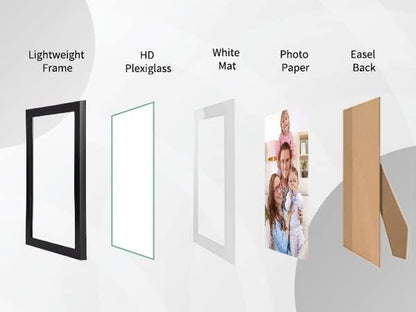 Giftgarden 4x6 Picture Frame Set of 10, Matted to 3.5x5 Photos with Mat or 6x4 Pictures without Mat, Multi Black Frames for Tabletop Wall Display