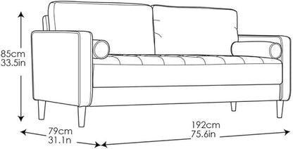Studio Living® Lexington 75.6" Sofa, Mid-Century Modern, Pocket Coil Comfort, Easy Assembly, Woven Fabric, Heather Gray