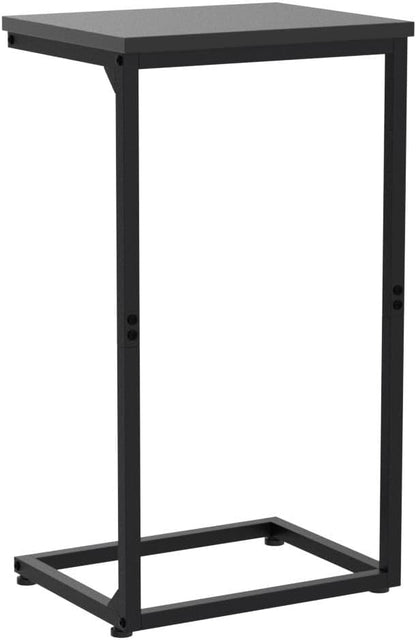 AMHANCIBLE C Shaped End Tables Set of 2, Couch Side Tables that Slide Under Sofa, TV Trays for Living Room, Bedroom, Small Space, Black, HET02BBK