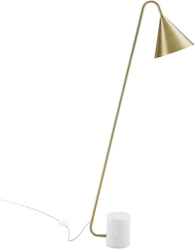 Modway EEI-6531-SBR Ayla Marble Base Floor Lamp, Satin Brass
