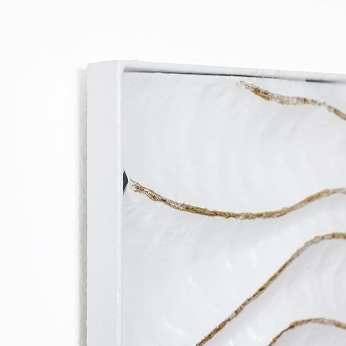 LuxenHome 39.5"H White Metal Wall Decor, Set of 2 Abstract Wall Art for Living Room with Gold Wave Accents, Vertical Wall Hanging Decor for Bedroom, Hallway, Office