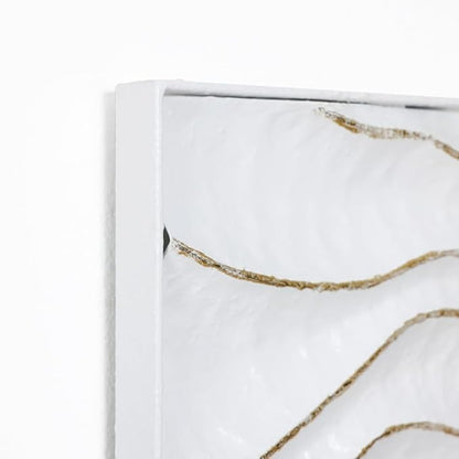 LuxenHome 39.5"H White Metal Wall Decor, Set of 2 Abstract Wall Art for Living Room with Gold Wave Accents, Vertical Wall Hanging Decor for Bedroom, Hallway, Office